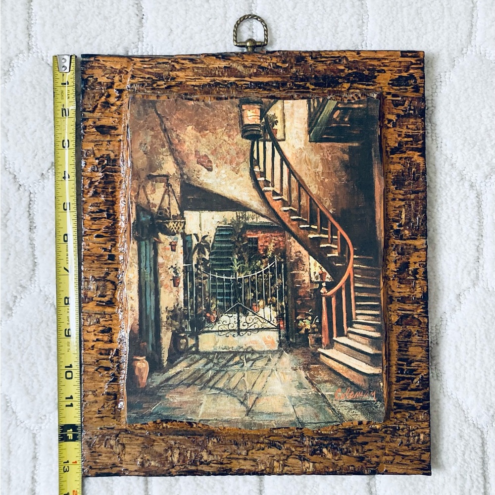 framed print titled "Four Courtyards" by O.L. Coleman, on Rustic wooden Frame - Picture 7 of 12